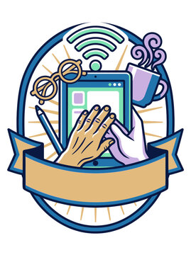 Hands interacting with a digital tablet symbolizing community care and support