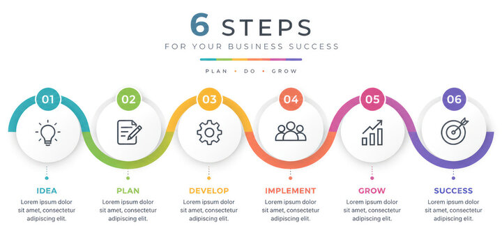 6 Steps Business Success Process Infographic Template