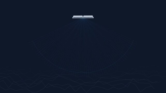 Multi Beam Echo Sounder Mbes Sonar Array with Wide Across Track Fan Swath and Bathymetric Ocean Floor Mapping