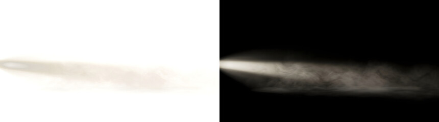 Horizontal smoke trail streaking softly across the frame with fading edges rendered for PNG, Transparent and Black Background Versions in cinematic overlays © Shadowfax