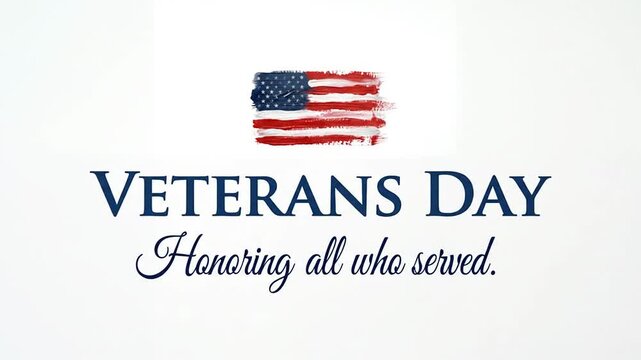Veterans Day Motion Graphic Animation with Painted National Flag and Text