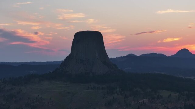 Devils Tower at Sunset in Wyoming, USA
