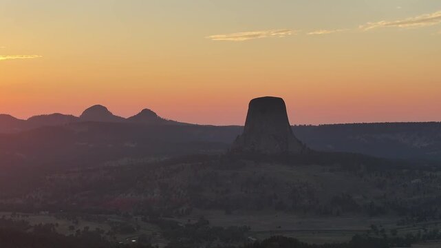 Devils Tower at Sunset in Wyoming, USA