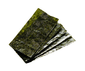 Sheets of dried roasted seaweed nori isolated on transparent background © m________k____