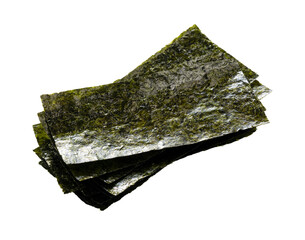Sheets of dried roasted seaweed nori isolated on transparent background © m________k____