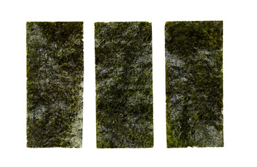 Sheets of dried roasted seaweed nori isolated on transparent background © m________k____