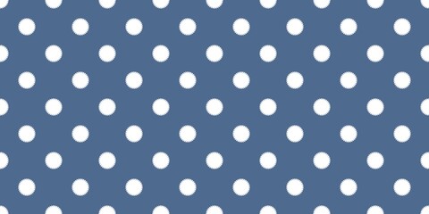 White scalloped flower polka dots on a slate blue background. Professional retro pattern texture for corporate office branding, tech startup flyers, and menswear. © MDC