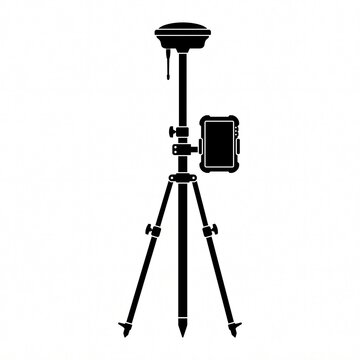 GNSS RTK Rover Receiver Black Silhouette Vector