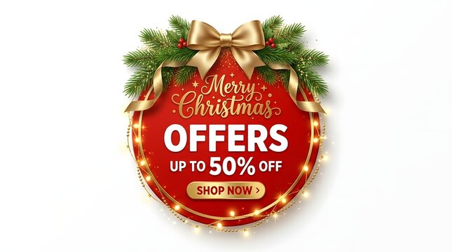 Christmas offer badge isolated on white background