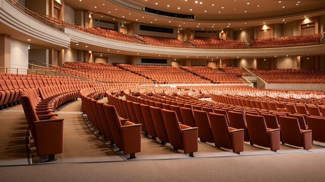 Auditorium seats viewed from above across the vacant audience area