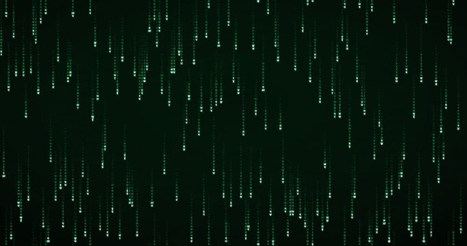 Devanagari characters cascade down in a dense, phosphor green code storm animation.
