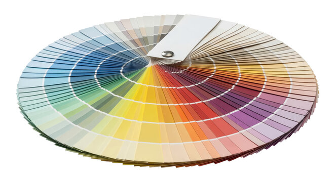Circular color palette fan deck isolated on white background PNG