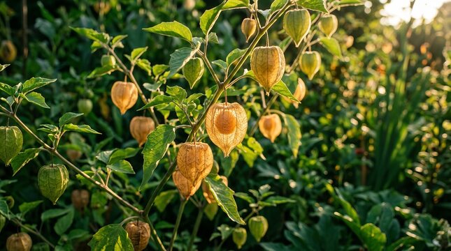 Fresh Organic Ground Cherries and Physalis Berries Harvest Botanical Still Life Collection
