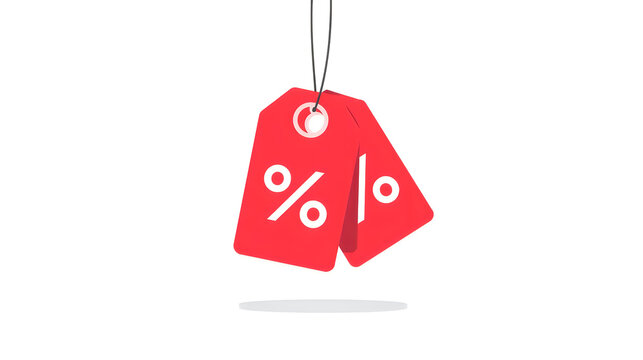 Red discount price tags with percentage symbol isolated on
