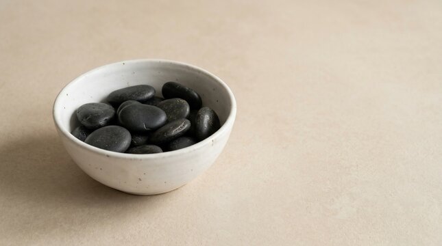 Fresh organic coffee beans served in a white bowl and cup on a clean background