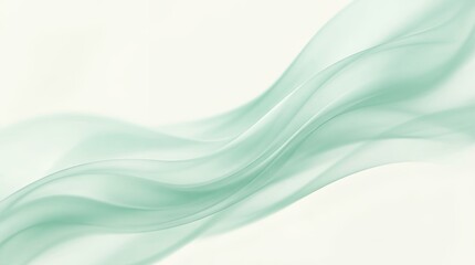 Obraz premium Abstract modern soft mint green fluid wavedesign featuring delicate smooth flowing curves blurred gradient shades and dynamic wave motion on an elegant clean light backdrop for template
