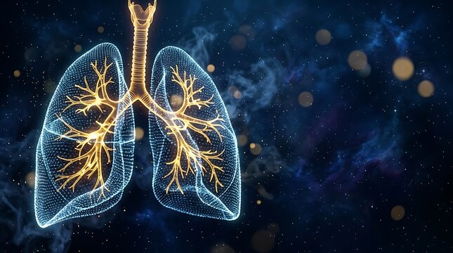 Human lungs and bronchial tree in cosmic space