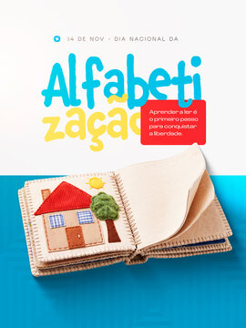 Dia Nacional da Alfabetiza&ccedil;&atilde;o Post Card Insta Template Banner
