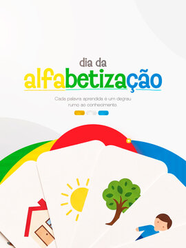 Dia da Alfabetiza&ccedil;&atilde;o Educa&ccedil;&atilde;o Escolar Post Card Insta Template Banner