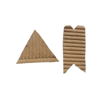 Two geometric shapes made of brown corrugated cardboard texture for arts and crafts and creative design projects isolated on transparent background