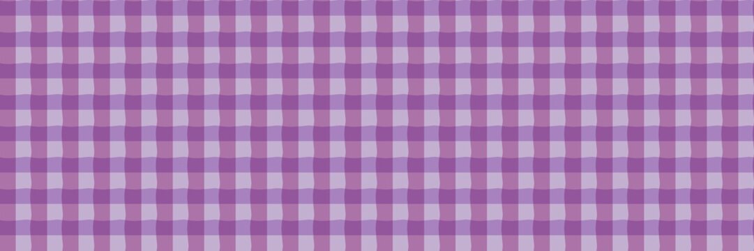 Seamless wavy purple gingham plaid pattern background for textile and wallpaper design.