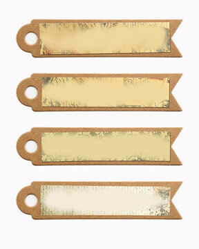 Vintage decorative paper labels with ornamental borders for packaging, scrapbooking and stationery.