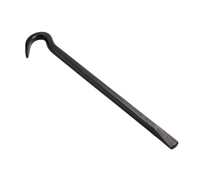 Black metal pry bar tool isolated on transparent background