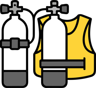 Scuba Diving Gear: Oxygen Tanks and Buoyancy Compensator Vest