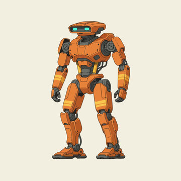 Orange Robot Character Design Sheet