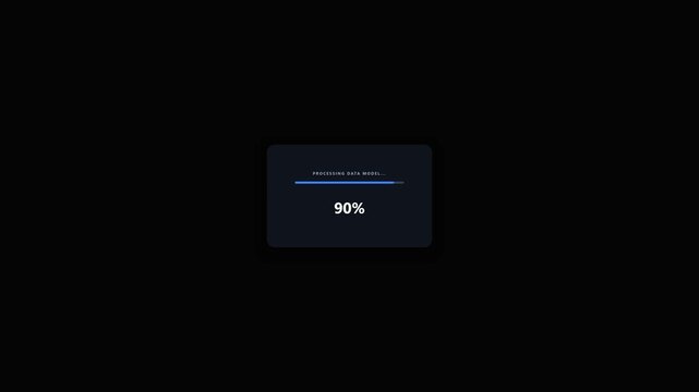 Animated processing data model loading progress bar UI dark mode