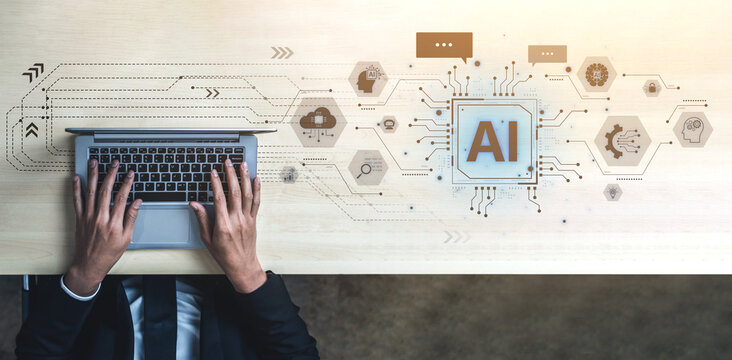 Concept of a cognitive and conversational AI. The central processor powers a chatbot, performs cloud data searches, and facilitates intelligent communication and support. Fermion
