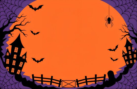 Holiday event halloween banner background concept Halloween background with pumpkins and haunted house - 3D render. Halloween background with Evil Pumpkin. Spooky scary dark Night forrest, Scary