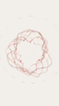 Abstract Sound Wave Animation: Pulsating Copper Particles on Cream Background