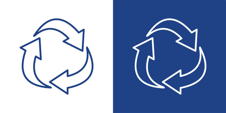 Circular Sustainability Blue And White Icon Style Collection