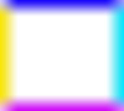 Multicolor gradient square frame graphic element with soft blurred neon edges