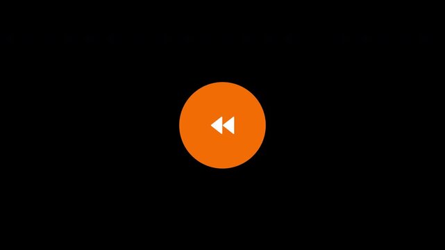 Animated orange rewind buttons on transparent background. 4K Alpha Channel