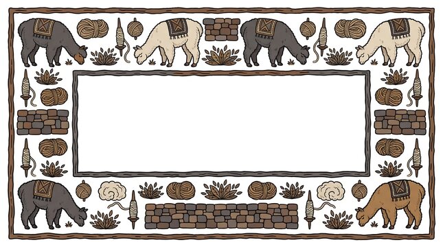 Rustic Alpaca and Wool Yarn Vector Frame Border with Copy Space