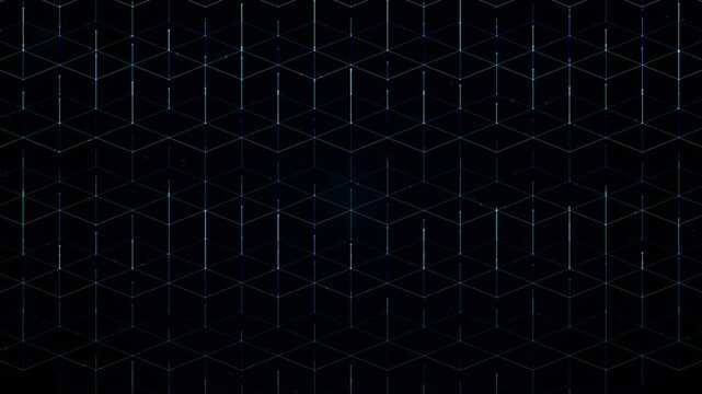 Futuristic blue digital grid with glowing lines and particles motion background