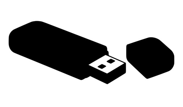 Open USB flash memory drive vector icon for portable digital storage device isolated on white