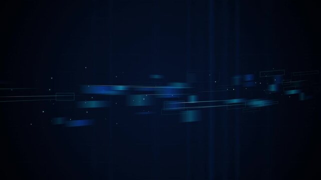 Dark corporate technology motion background with subtle glowing data blocks and lines