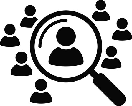 Magnifying glass over people icon for human resources