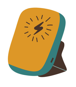 Portable Wireless Power Bank Charging Stand with Bolt Icon Illustration