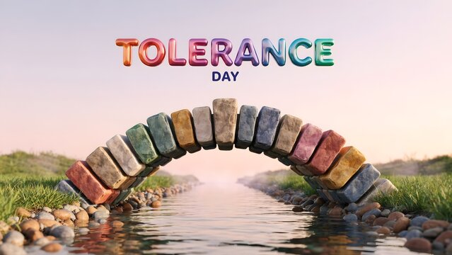 International day for tolerance concept with a colorful stone bridge