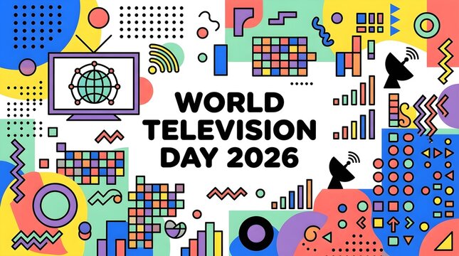 Vibrant abstract world television day 2026 poster vector
