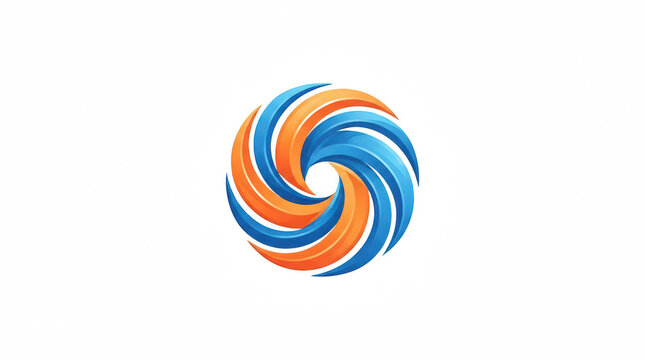 Swirling abstract vortex with orange and blue gradient elements symbolizing motion and energy isolated on transparent background