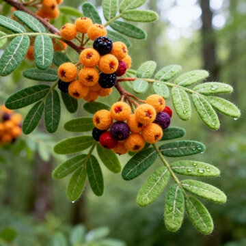 Needle Felt Craft Branch With Colorful Wild Berries