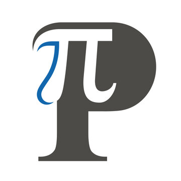 Letter P with pi symbol mathematics, physics, engineering, and economics. Abstract and simple logo design vector.