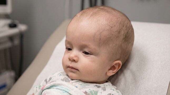 Infant with Hydrocephalus Showing Enlarged Head Circumference