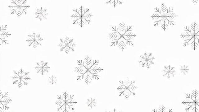 Hand drawn seamless pattern with black snowflakes on white background for winter and Christmas design
