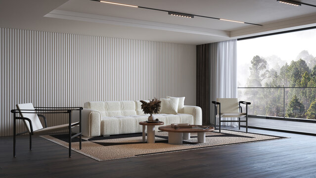 Modern Warm Minimalist Living Room